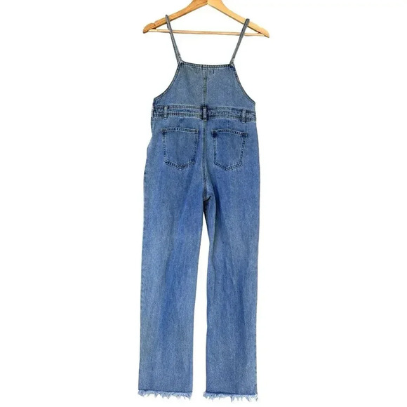 FOREVER 21 Women's Medium Wash Strappy Denim fitted overalls Jumpsuit Size S - Picture 6 of 13